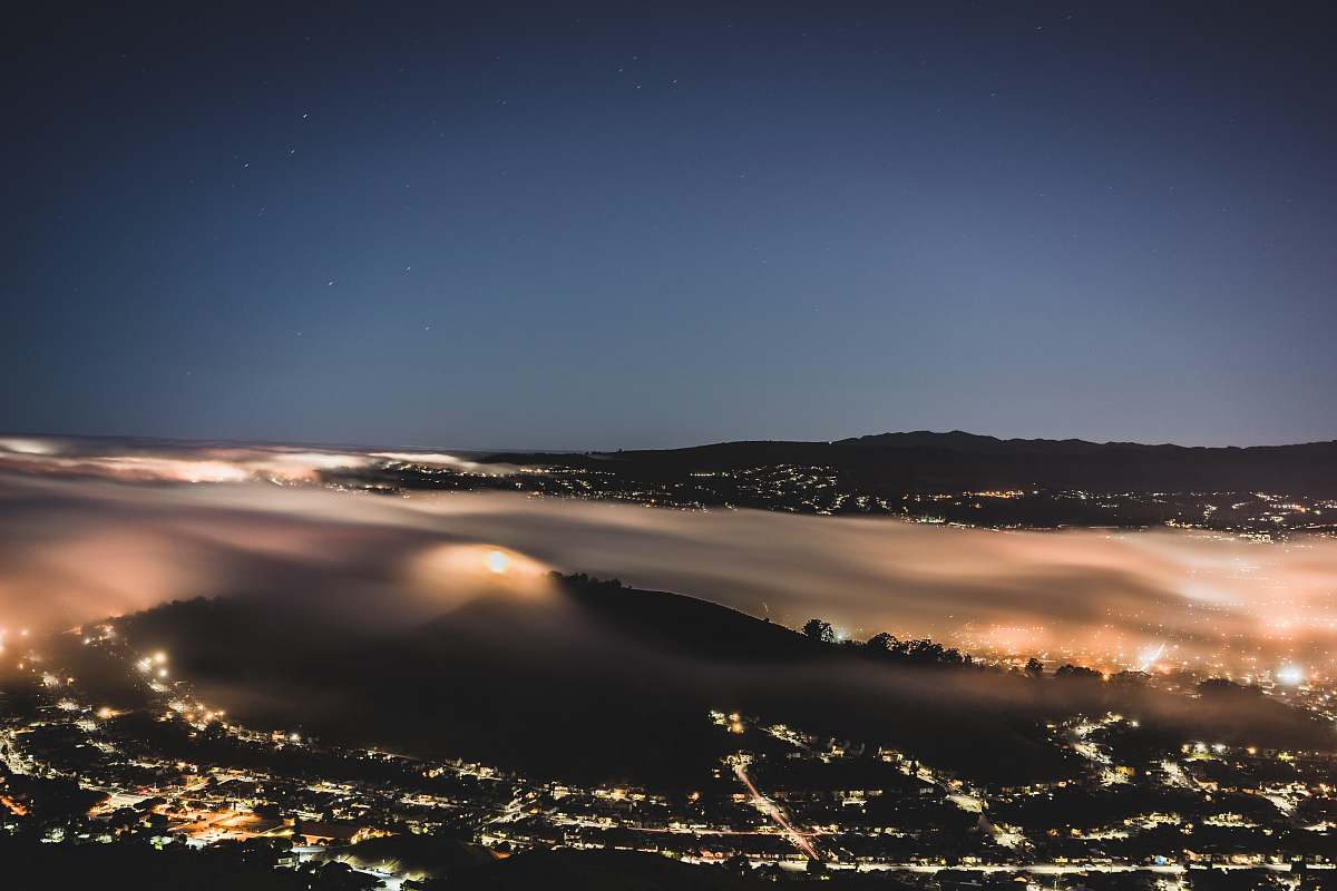 San Bruno Mountain State Park Aerial Shot Of City Lights During